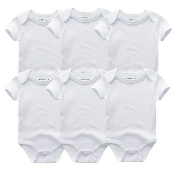 Newborn Baby Girl Clothes 6Pieces Bodysuits Solid Color Cotton Baby Boy Clothes Set Cartoon Short Sleeve Bebes
