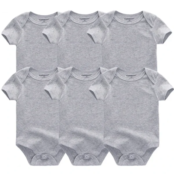 Newborn Baby Girl Clothes 6Pieces Bodysuits Solid Color Cotton Baby Boy Clothes Set Cartoon Short Sleeve Bebes