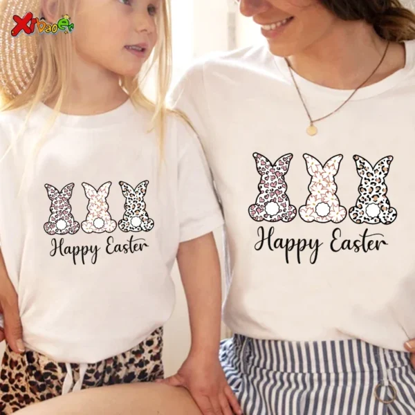 Family T Shirt Happy Easter Boy Girl T-Shirt Family Party Matching Clothes Outfit 2025 Kids Baby Clothes New Born Boy Girl Shirt