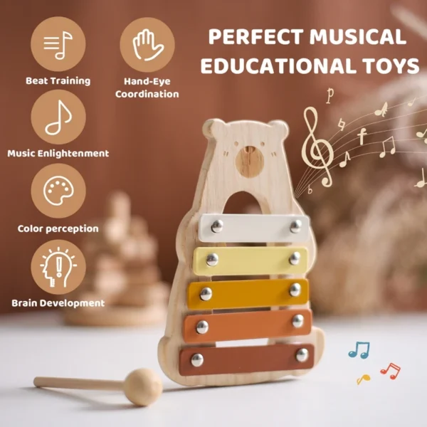 Montessori Toys Baby Music Toys Musical Instrument Wooden Educational Toys Baby 0 3 Years Toys Bear Xylophone Children toys