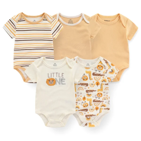 5Pieces Newborn Baby Girl Clothes Cotton Unisex Bodysuits Print Baby Boy Clothes Set Sleeveless Summer Solid Color Bebes